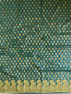 Banarasee Salwar Kameez Cotton Silk Woven Meena Buti Design Fabric Dupatta-Green & Mustard