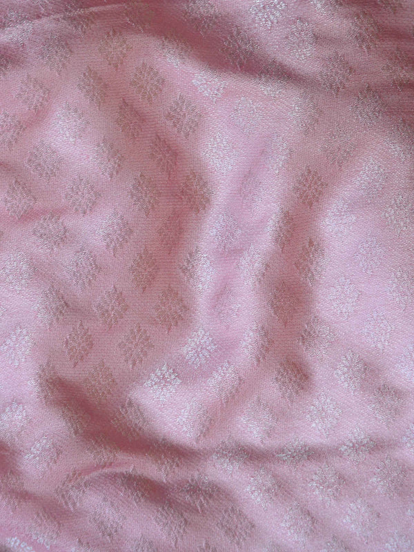 Banarasee Kubera Pattu Soft Silk Saree With Silver Zari Work-Pink