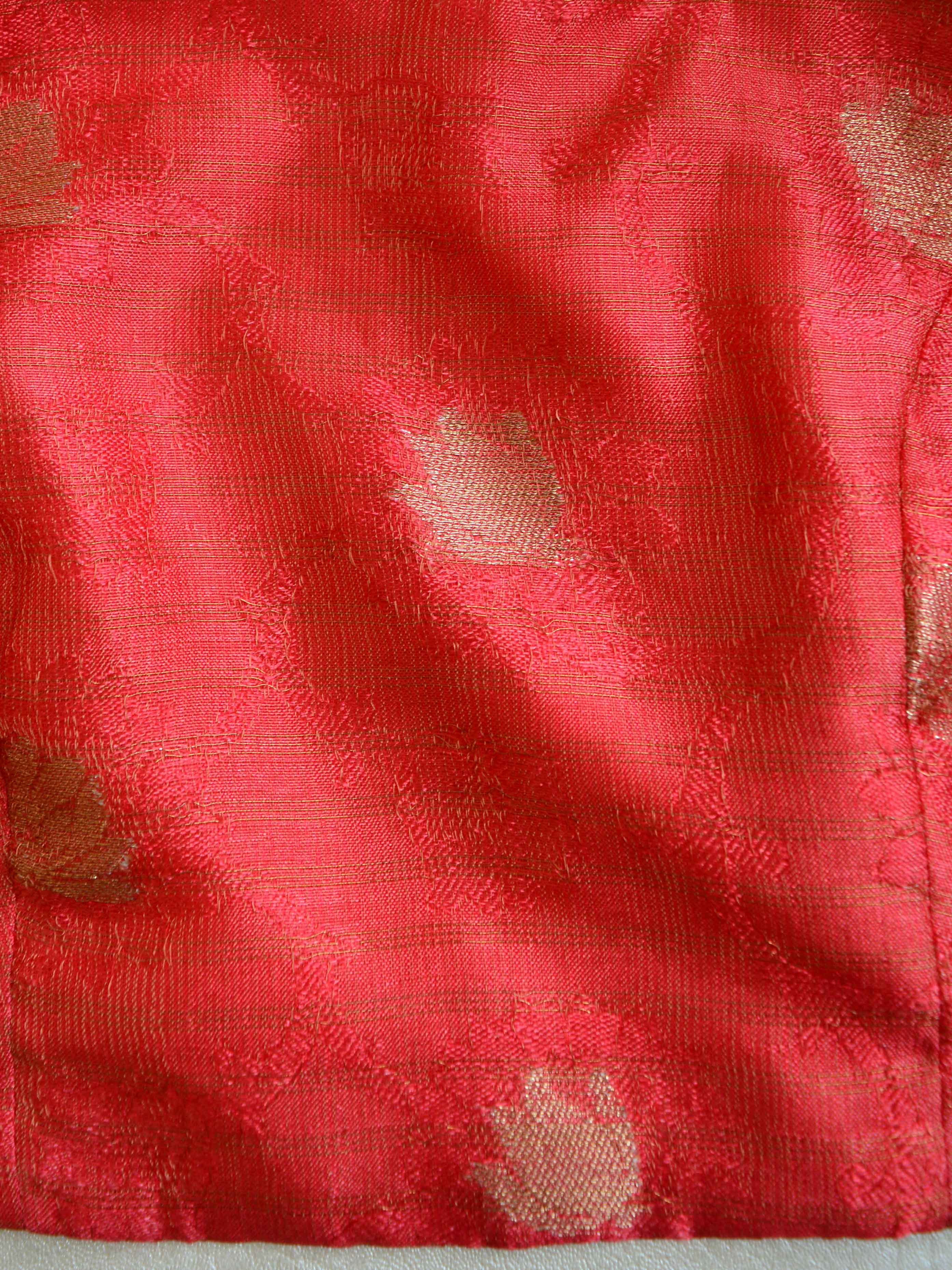 Banarasee Handwoven  Soft Semi Silk Saree With Contrast Border Design-White & Red