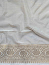 Banarasee Handwoven Semi-Chiffon Saree With Zari Buti & Contrast Border-Pink & White