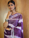 Bhagalpur Handloom Pure Linen Cotton Hand-Dyed Shibori Pattern Saree-Purple