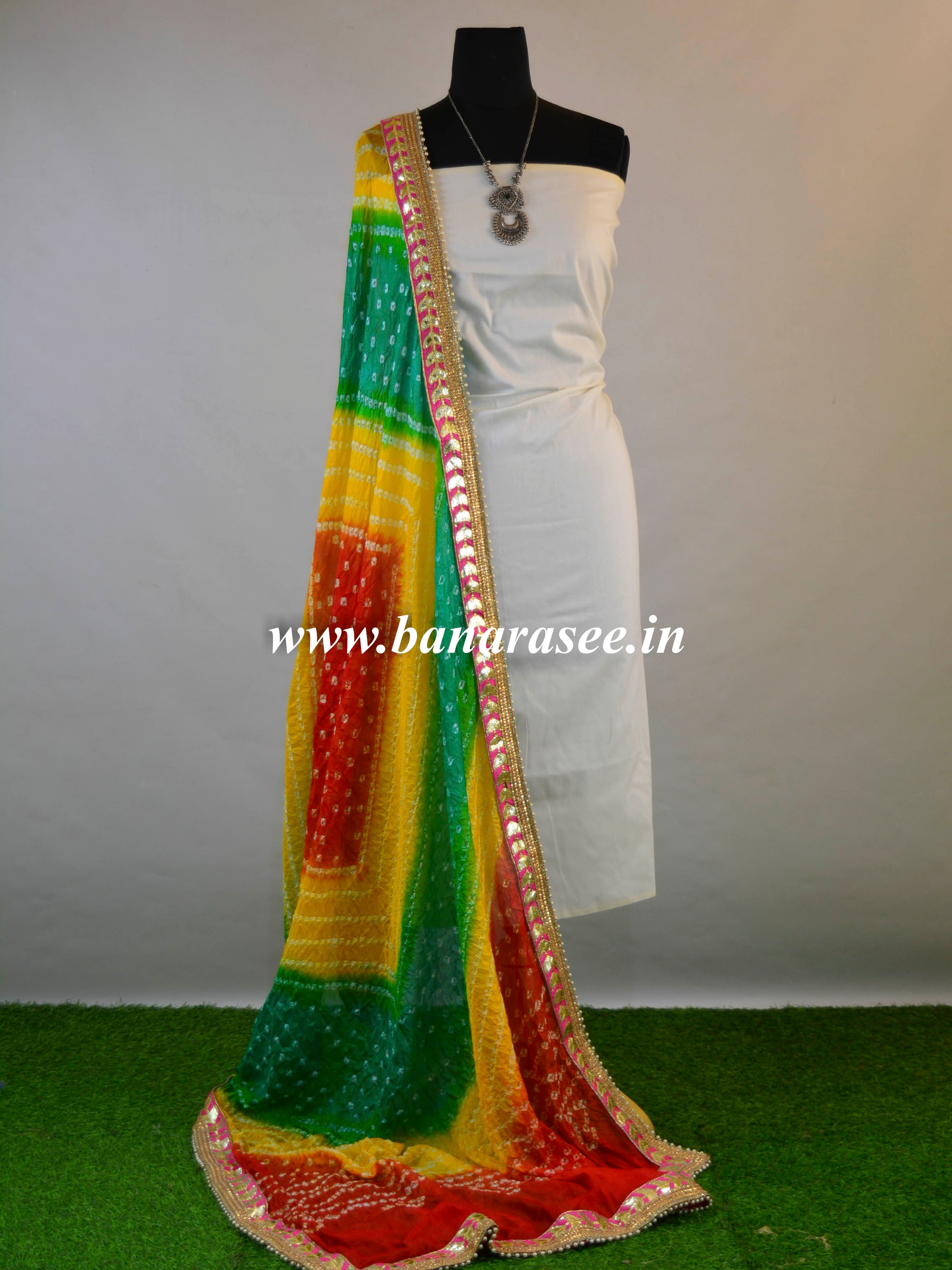 Art Silk Bandhej Gotapatti Dupatta-Multicolor