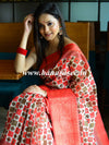 Banarasee Handwoven Semi Silk Saree With Digital Print & Broad Zari Border-Red
