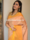 Banarasee Kora Muslin Saree With Floral Tanchoi Design & Skirt Border-Yellow
