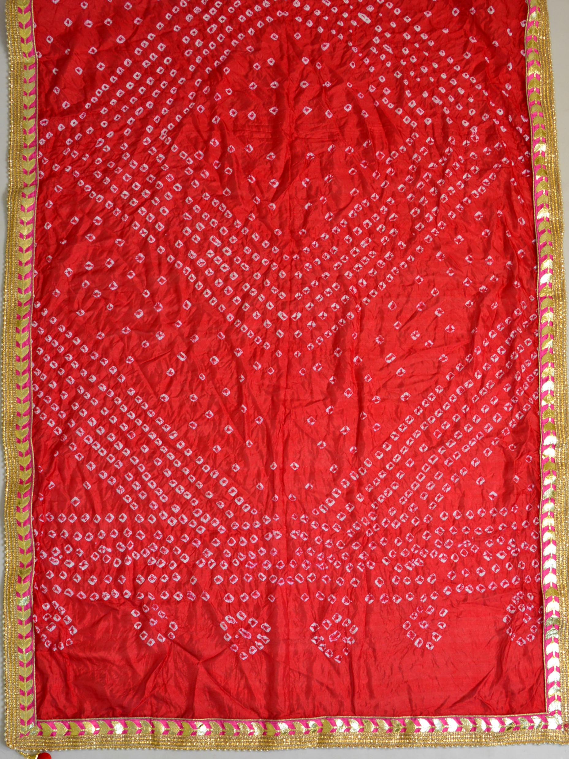 Art Silk Bandhej Gotapatti Dupatta-Red