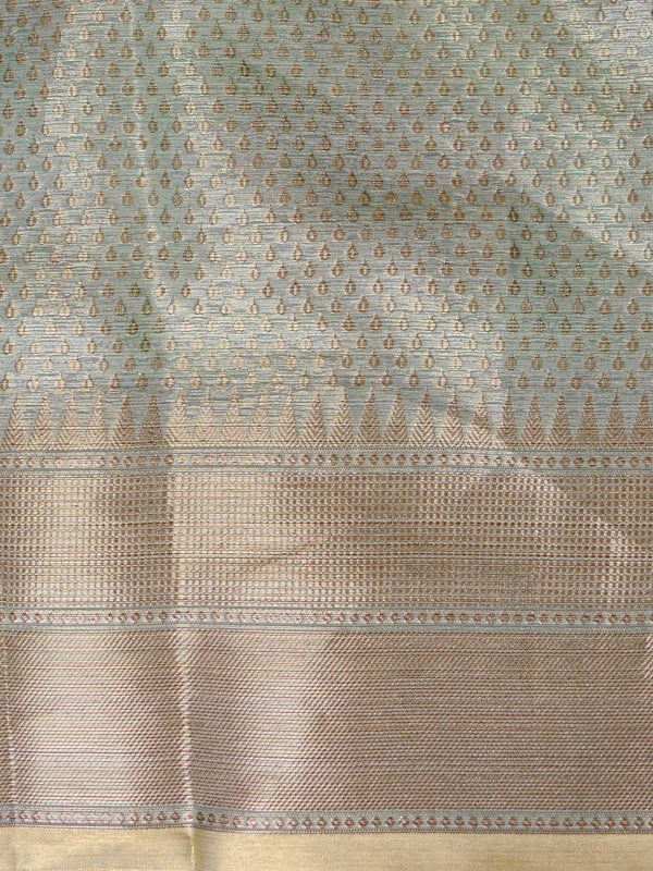 Banarasee Organza Mix Saree With Antique Zari Rangkat Design-Grey