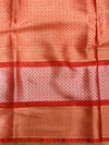 Banarasee Semi Silk Sari With Meena Border & Buti Design -Off White & Red