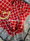 Banarasee Pure Khaddi Chiffon Silk Sari With Jaal Design & Contrast Border-Red