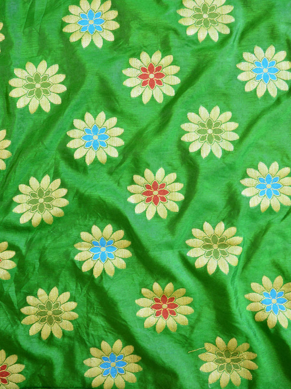 Banarasee Salwar Kameez Glossy Semi Silk Fabric-Green & Pink