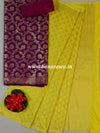 Banarasee Salwar Kameez Glossy Semi Silk Fabric-Violet & Yellow