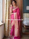 Banarasee Handwoven Satin Silk Gold Zari Buti Weaving Saree-Pink