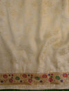 Banarasee Satin Brocade Salwar Kameez Fabric With Chiffon Dupatta-White & Pink