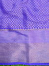 Banarasee Handwoven Semi-Chiffon Sari With Buta Design-Gray With Blue