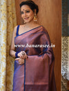 Banarasee Handwoven Semi Silk Saree With Copper Zari Design-Blue
