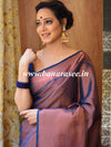 Banarasee Handwoven Semi Silk Saree With Copper Zari Design-Blue