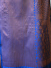 Banarasee Handwoven Semi Silk Saree With Copper Zari Design-Blue