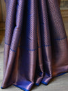 Banarasee Handwoven Semi Silk Saree With Copper Zari Design-Blue