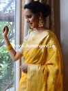 Banarasee Handwoven Semi Silk Saree With Zari Buti & Border-Yellow