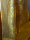 Banarasee Handwoven Semi Silk Saree With Zari Buti & Border-Yellow