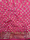 Banarasee Handwoven Semi-Chiffon Sari With Buta Design-Yellow With Pink