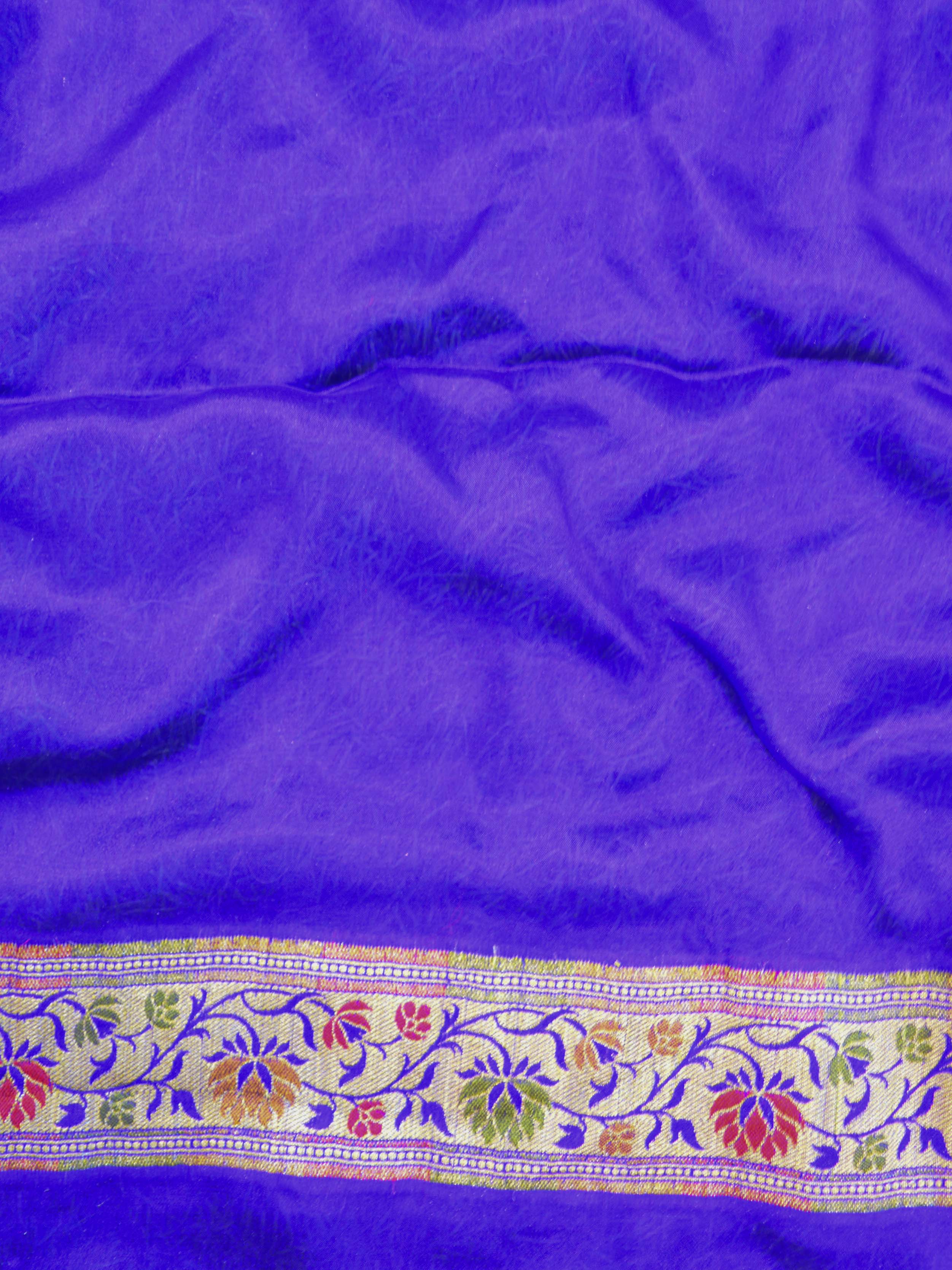 Banarasee Chiffon Floral Resham Border Saree-Multicolor
