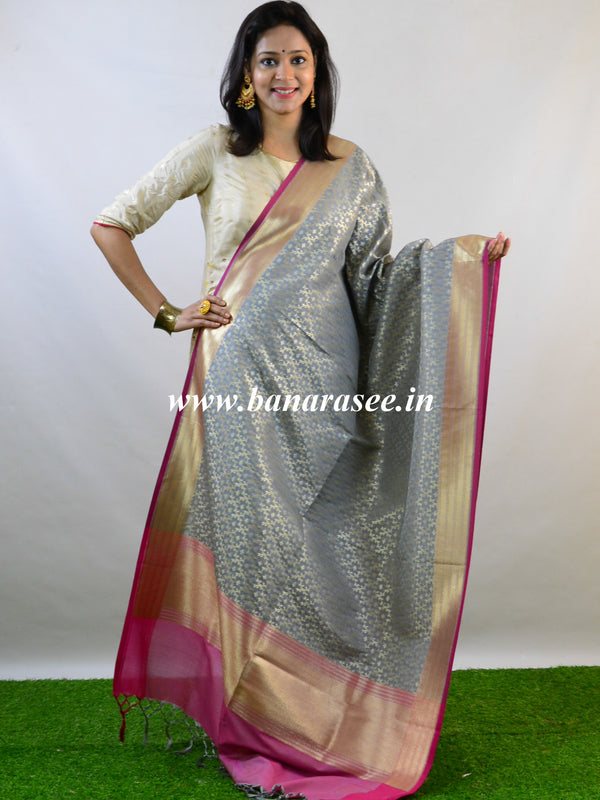 Banarasee Art Silk Dupatta Jaal Design-Grey