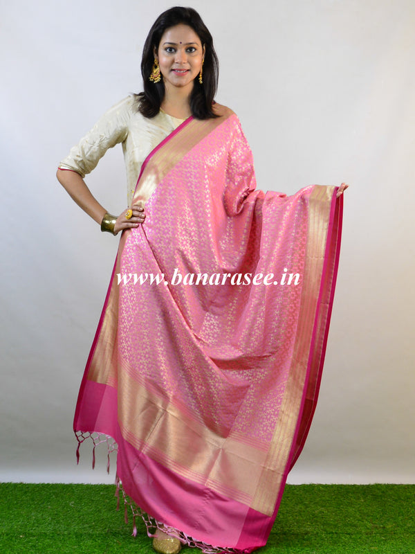 Banarasee Art Silk Dupatta Jaal Design-Baby Pink