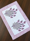Cotton Handblock Printed Mat & Napkin Set-White