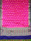 Banarasee Chiffon Floral Resham Border Saree-Pink & Blue
