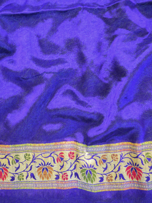 Banarasee Chiffon Floral Resham Border Saree-Pink & Blue