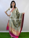 Banarasee Art Silk Dupatta Floral Jaal Design-Grey
