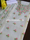Banarasee Kota Doria Hand-Embroidered Salwar Kameez Dupatta Set-White