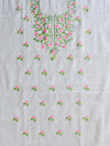 Banarasee Kota Doria Hand-Embroidered Salwar Kameez Dupatta Set-White