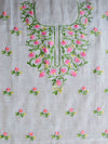 Banarasee Kota Doria Hand-Embroidered Salwar Kameez Dupatta Set-White