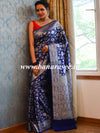 Banarasee Faux Georgette Saree With Gold Zari Jaal Work-Blue
