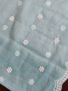 Banarasee Kota Doria Hand-Embroidered Salwar Kameez Dupatta Set-Blue