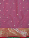 Banarasee Organza Mix Saree With Polka Dot & Zari Border-White