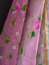 Banarasee Kota Doria Hand-Painted Salwar Kameez Dupatta Set-Pink & Green