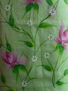 Banarasee Kota Doria Hand-Painted Salwar Kameez Dupatta Set-Pink & Green