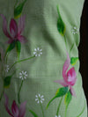 Banarasee Kota Doria Hand-Painted Salwar Kameez Dupatta Set-Pink & Green