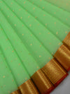 Banarasee Organza Mix Saree With Polka Dot & Zari Border-Green