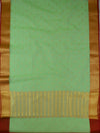 Banarasee Organza Mix Saree With Polka Dot & Zari Border-Green