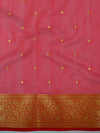 Banarasee Organza Mix Saree With Polka Dot & Zari Border-Green