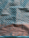 Banarasee Art Silk Saree With Copper Zari Buta & Border Design-Sky Blue