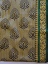 Banarasee Cotton Silk Ghichha Border Saree With Floral Border-Black