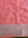 Banarasee Pure Chiffon Saree With Silver Zari Buti-Coral