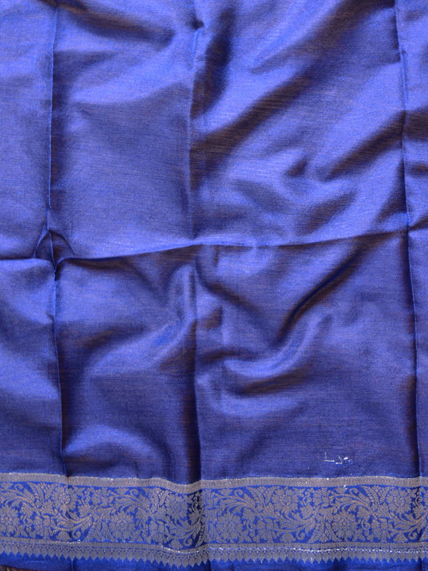 Banarasee Handwoven Semi-Chiffon Saree With Silver Zari & Dual Color-Blue