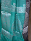 Banarasee Handwoven Semi-Chiffon Saree With Silver Zari & Dual Color-Grey & Green