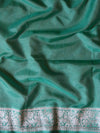 Banarasee Handwoven Semi-Chiffon Saree With Silver Zari & Dual Color-Grey & Green