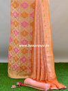 Banarasee Khaddi Chiffon Silk Kadiyal Weaving Salwar Kameez Dupatta Set-Pink & Peach